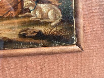 null French school of the 19th century 

Gallant or pastoral scene.

Oil on canvas.

Bears...