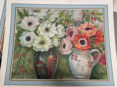null French school of the beginning of the XX 'century.

Two still lifes with flowers.

Pastels.

Stamped...