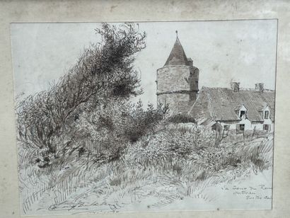 null EUGENE DELATTRE (1864 - 1938)

"The Fox Tower, Outreau, Pas-de-Calais".

Ink...