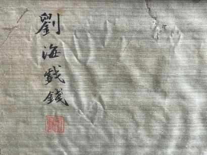 null CHINA, 20th century

Fishermen.

Ink on silk.

23,5 x 29,5 cm.