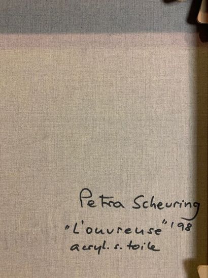 null Petra SCHEURING

L'ouvreuse.

Acrylique sur toile.

Signée en bas à gauche,...