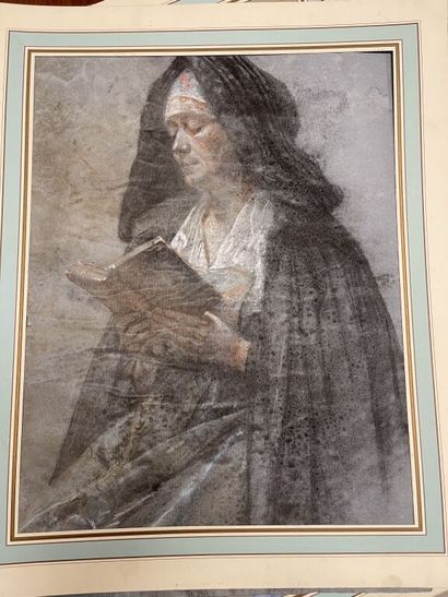 null École française du début du XX ´siècle.

Femme au livre ouvert.

Femme au voile.

2...