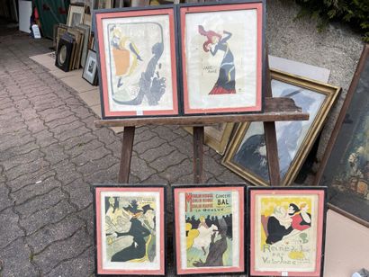 After TOULOUSE-LAUTREC 
Set of 5 framed posters....