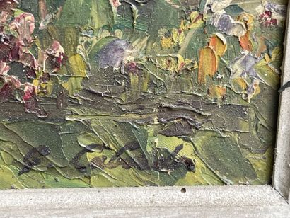 null School of the XXth century.

View of a garden.

Oil on isorel.

Bears a signature...