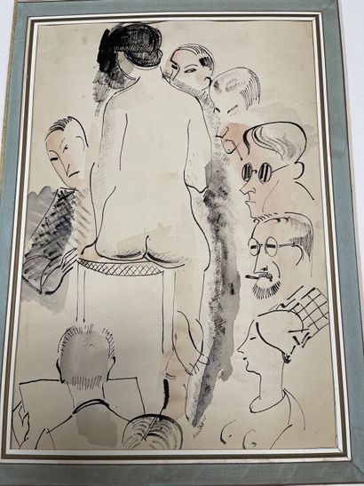 null French school around 1925.

The model with the stool.

India ink and watercolor.

40...
