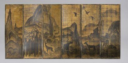 null Léon JALLOT (1874-1967).

"The Eden".

Exceptional set of six lacquer panels...