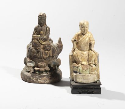 CHINE, dynastie Ming, XVIIe siècle. 
Statuettes...