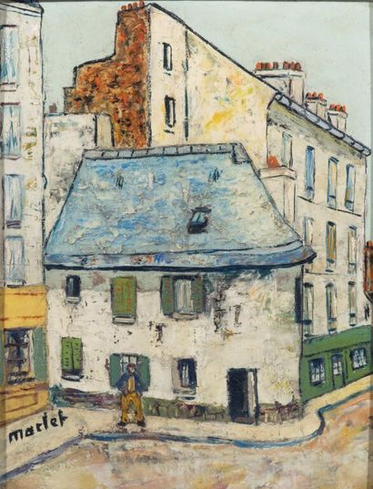 null Élisée MACLET (1881-1962).

La rue du Mont-Cenis.

Huile sur carton.

Signée...