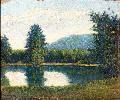  Pierre-Edmond PERADON (1893-1931). 
L'étang. 
Huile sur carton. 
Signée en bas à...