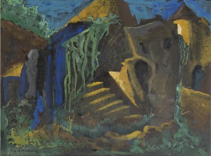 null Tito Livio de MADRAZO (1899-1979).

« L'âme des ruines, 1965 ».

Gouache sur...