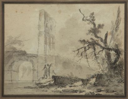 null Italian school end of XVIIIth century.

Landscape of ruins.

Pen and brown ink...
