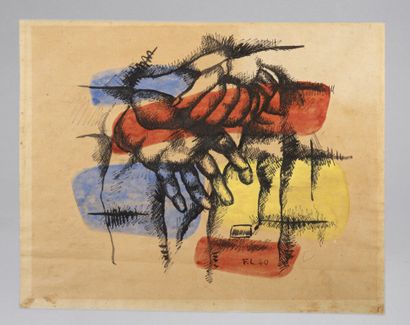 null Fernand LÉGER (1881-1955).

Les mains, 1940.

Encre de Chine et gouache.

Monogrammée...