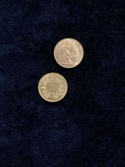 null [France]. 2 coins 20 FRANCS in gold (900 thousandths) :

- Napoleon III bare...