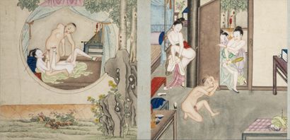 null CHINA.

Erotic scenes in Palace interiors.

Set of eight watercolors on paper.

Late...