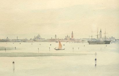 null Charles GIRAULT (1851-1932).

Vue de Venise, 1888.

Aquarelle sur traits de...