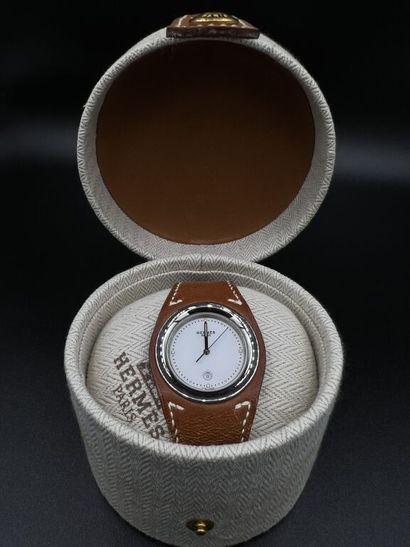 Hermès Paris -Model MB watch in steel, white...