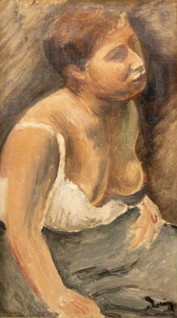  André DERAIN (1880-1954). 
Buste de femme dénudée, circa 1920. 
Huile sur toile....