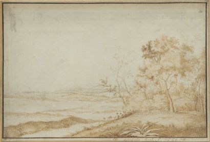  Quirinus BOEL (1620-1668). 
Landscape, 1662. 
Pen and brown ink and black pencil...
