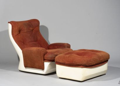 null Michel CADESTIN (né en 1942).

Paire de fauteuils et ottomans modèle « Orchidée...