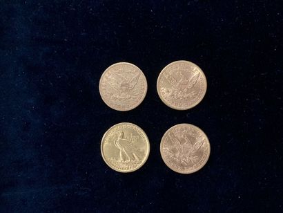 null [United States]. 4 coins 10 DOLLARS in gold (900 thousandths) :

- 3 Coronet...