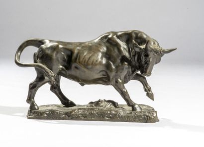 MILET (XIX-XXth century). 
Charging bull....