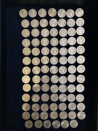 null [Suisse]. 155 pièces 20 FRANCS Veneli or (900 millièmes) :

- 2 de 1883.

-...