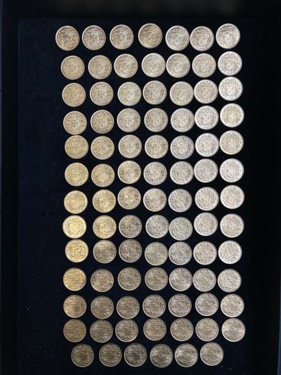 null [Switzerland]. 155 coins 20 FRANCS Veneli gold (900 thousandths) :

- 2 of 1883.

-...