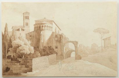  Attributed to LECOINTE (active in the 19th century). 
Church in Rome, after Constant...