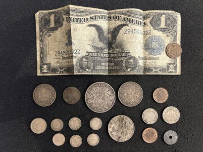 null [France] [Europe]. Lot de pièces en argent ou métal : 

- 5 francs écu, Napoléon,...