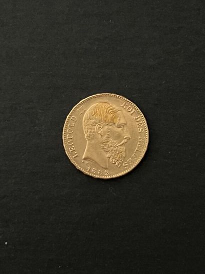 20 francs Léopold II tête nue en or 900 millièmes,...