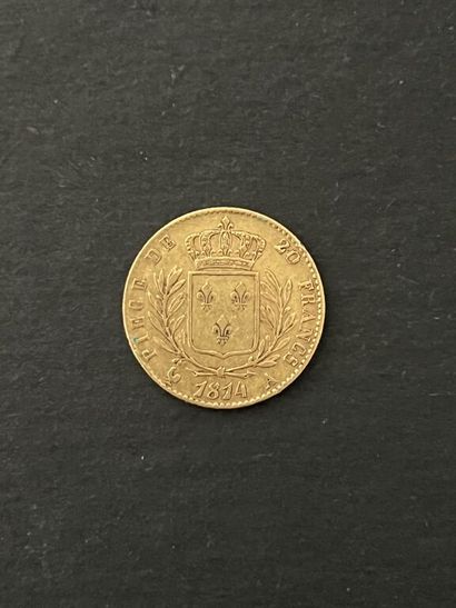  20 francs Louis XVIII Buste habillé or 900 millièmes, 1814, A. 
Poids : 6,37 g
