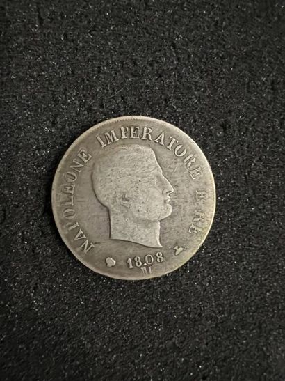  [Italie. Royaume napoléonien d'Italie]. 5 lire Napoléon Ier, 1808, M, en argent...