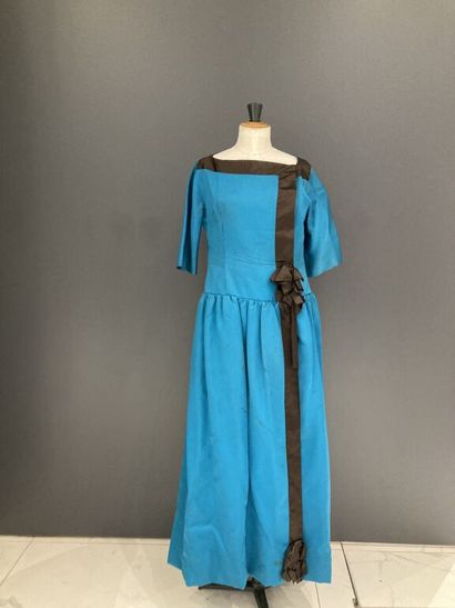  CHRISTIAN DIOR Boutique 
Evening long dress with wallet effect in petrol blue silk...