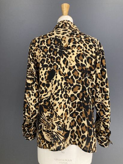  YVES SAINT LAURENT RIVE GAUCHE 
Cotton blend blouse with leopard print and leopard...