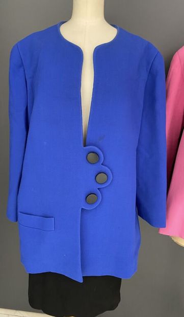  PIERRE CARDIN 
Set of two jackets: 
- One in electric blue wool blend crepe with...
