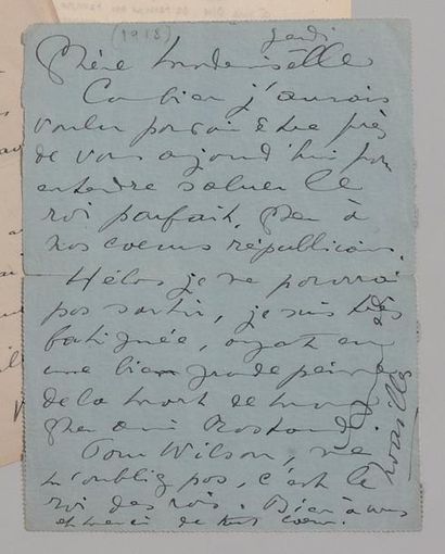 Comtesse de NOAILLES [1876-1933] Poétesse & romancière. L.A.S. d'1 pp. (Ft 14,5x19)...