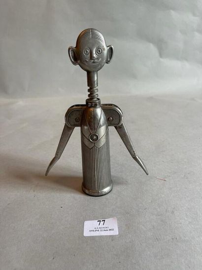 null Amusing corkscrew representing a wine waiter in dress.

H. 20,6 cm.