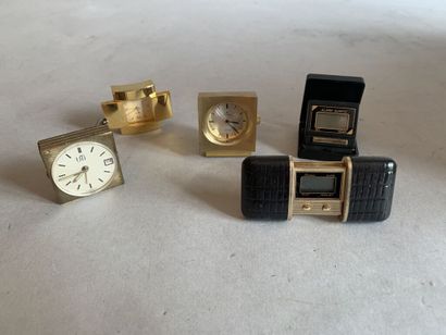 null Lot of 5 small pocket clocks including brands Samco, Uti, Stowa, Daniel Het...