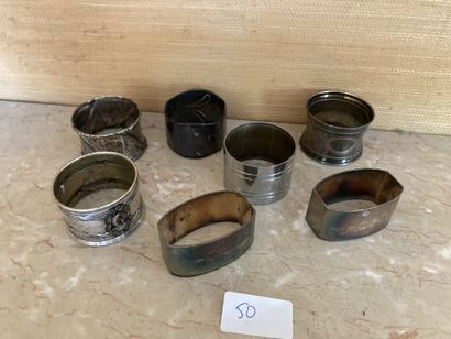 null Lot of seven silver plated napkin rings.