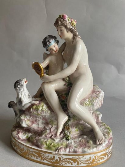 MEISSEN, early 20th century 
Polychrome porcelain...
