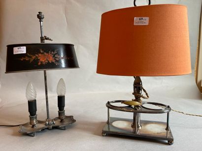 null Cellar rat in silver plated metal mounted in lamp, lampshade painted sheet metal...