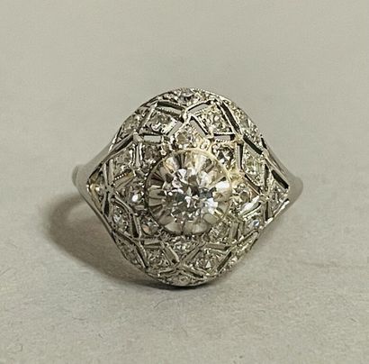 null 
Platinum (850) dome ring centered on a brilliant-cut diamond in a surround...