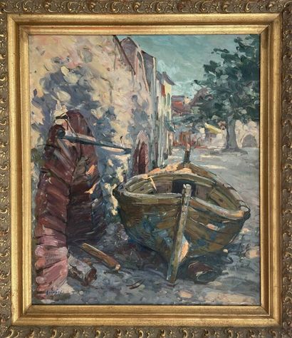 null Elfriede BERNARD-REICHELT (1910-1993)

Barque de pêcheur, Corse.

Huile sur...