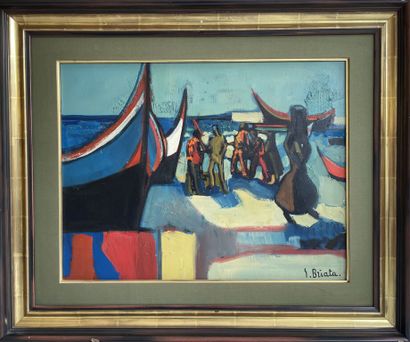 null Georges BRIATA (1933-2019)

Pêcheurs et barques au port.

Huile sur toile.

Signée...