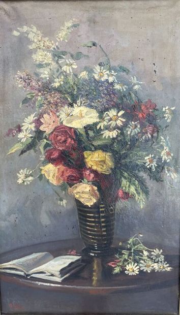  Albert GILLIO (1892-1964) 
Nature morte au bouquet de fleurs. 
Huile sur toile....