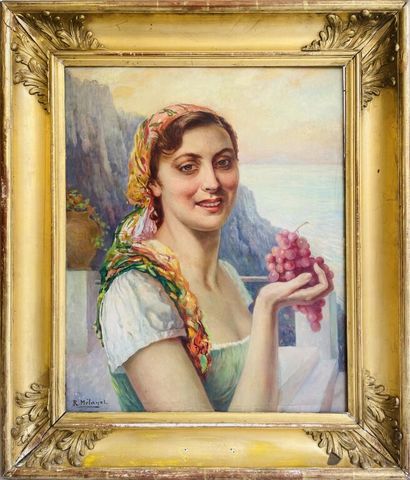 null Raoul METAYET (XIX-XX)

Jeune femme aux raisins.

Huile sur Panneau.

Signée...
