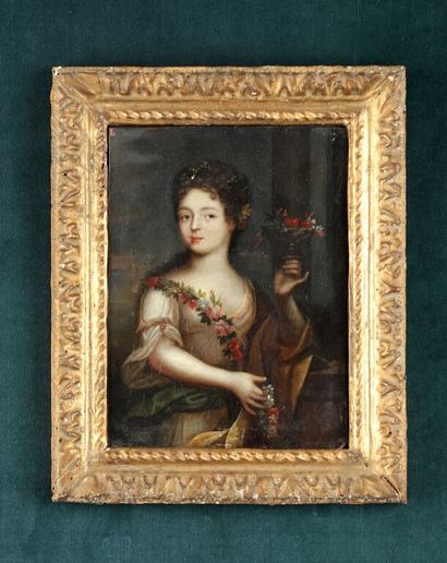 null French school around 1700.

Young lady with a garland of flowers.

Copper.

16,5...