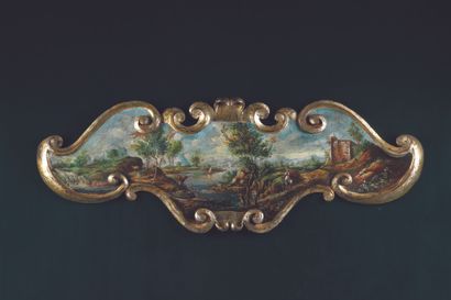 null In the taste of Giuseppe Zais, 19th century. 

Port landscape.

Oil on panel,...