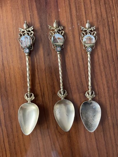 3 spoons of collection in gilded metal and...
