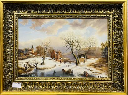 null A. BELLESSON.

Paysage d'hiver (dans le goût de Brueghel).

Huile sur toile,...